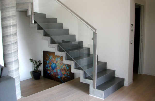 Interior Glass Railing with Stainless Steel Post -Square line
